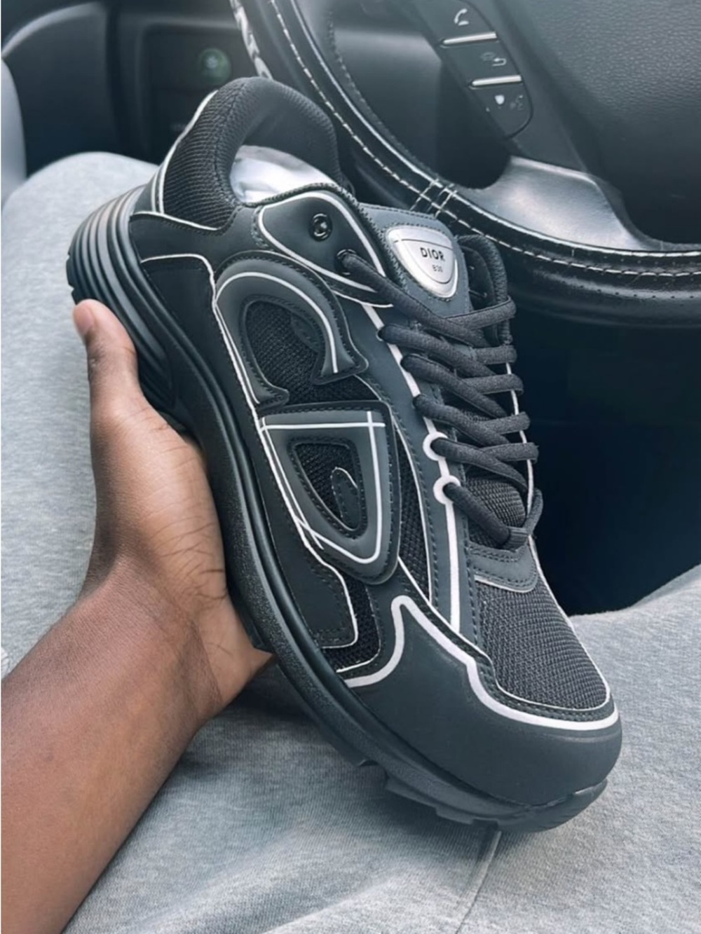 Dior Men’s Black and White Mesh Runner Sneaker